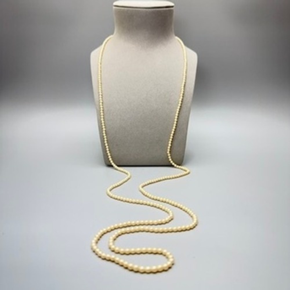 Vintage Cream Faux Pearl Necklace 54" Opera Flapper Rope Classic Coquette Bridal